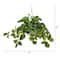 24" UV Resistant Artificial LED Pothos in White Hanging Basket